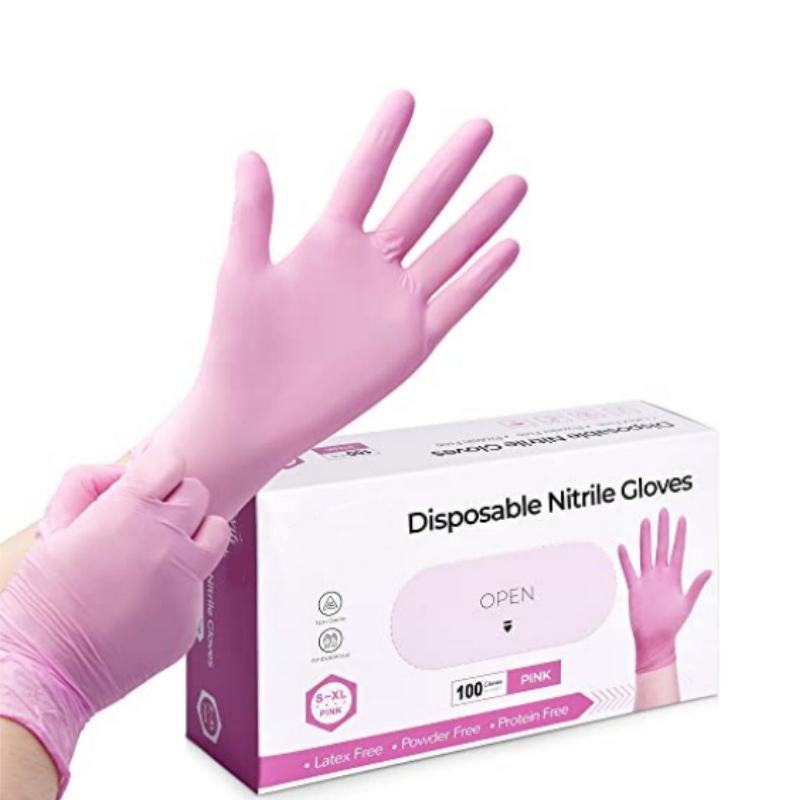 Latex Disposable Glove - قفازات النتريل الوردية للاستخدام مرة واحدة