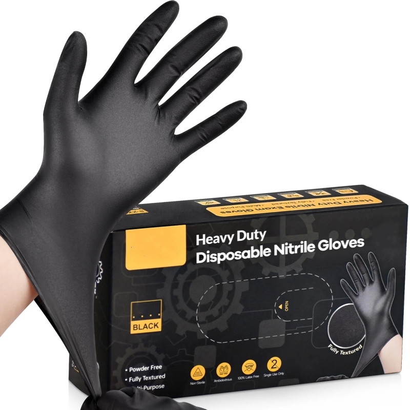 Latex Disposable Glove - 20 قطعة قفازات النتريل السوداء القابل