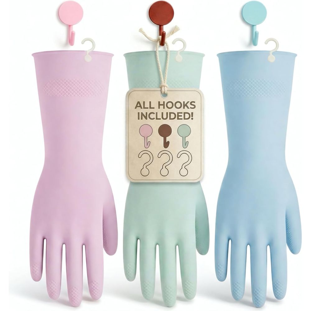 Rubber Glove Cleaning - 3 أزواج من قفازات غسيل الأطباق