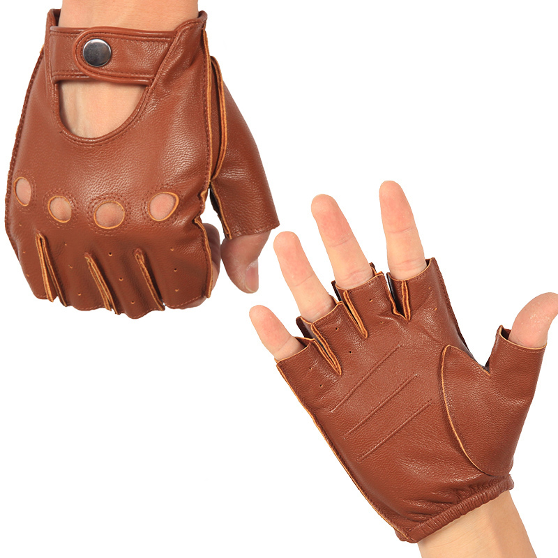 عالية الجودة جلد طبيعي نصف اصب - مراجعة Leather Driving Glove وسعره